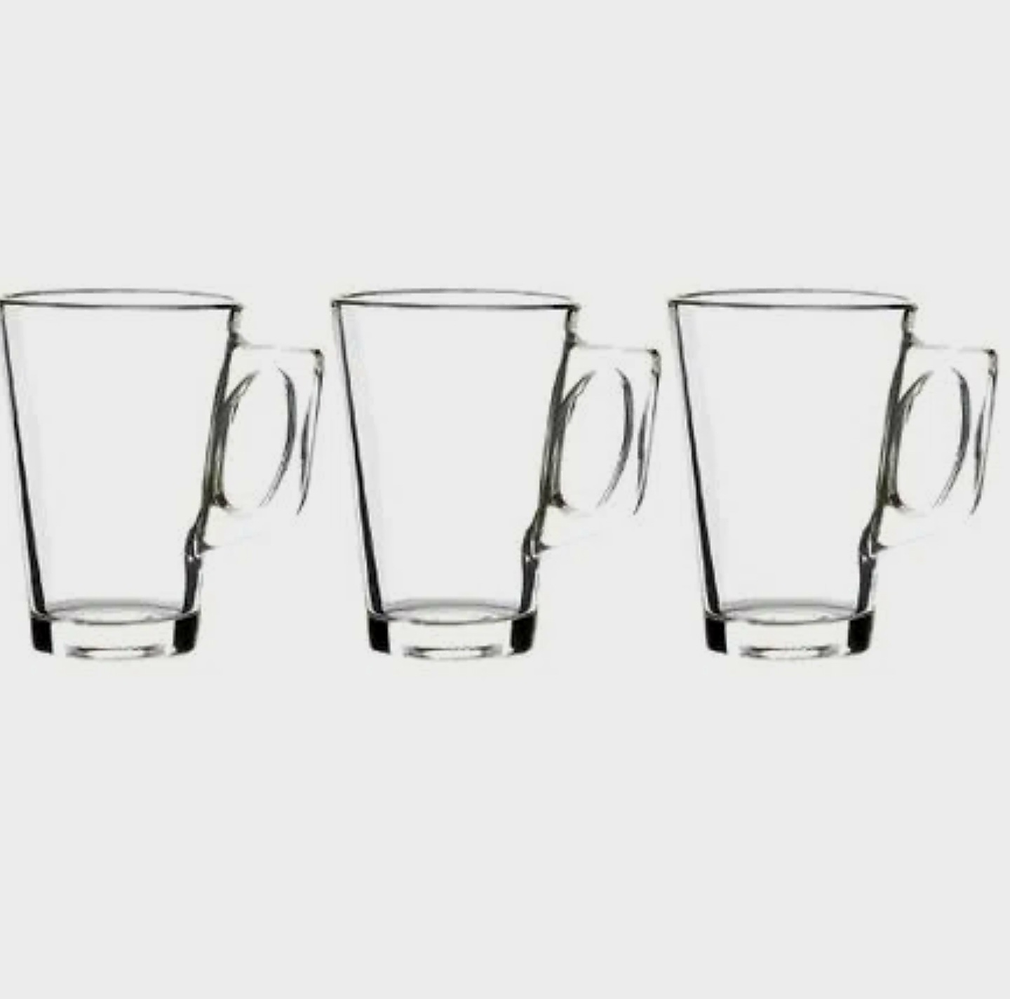 Jogo de Caneca de Vidro 3 Peças Cristal Útil Bazar 185ml