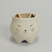 Artigo decorativo gatinho branco/ dourado 