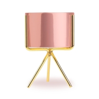 Vaso gold cerâmica tripé 